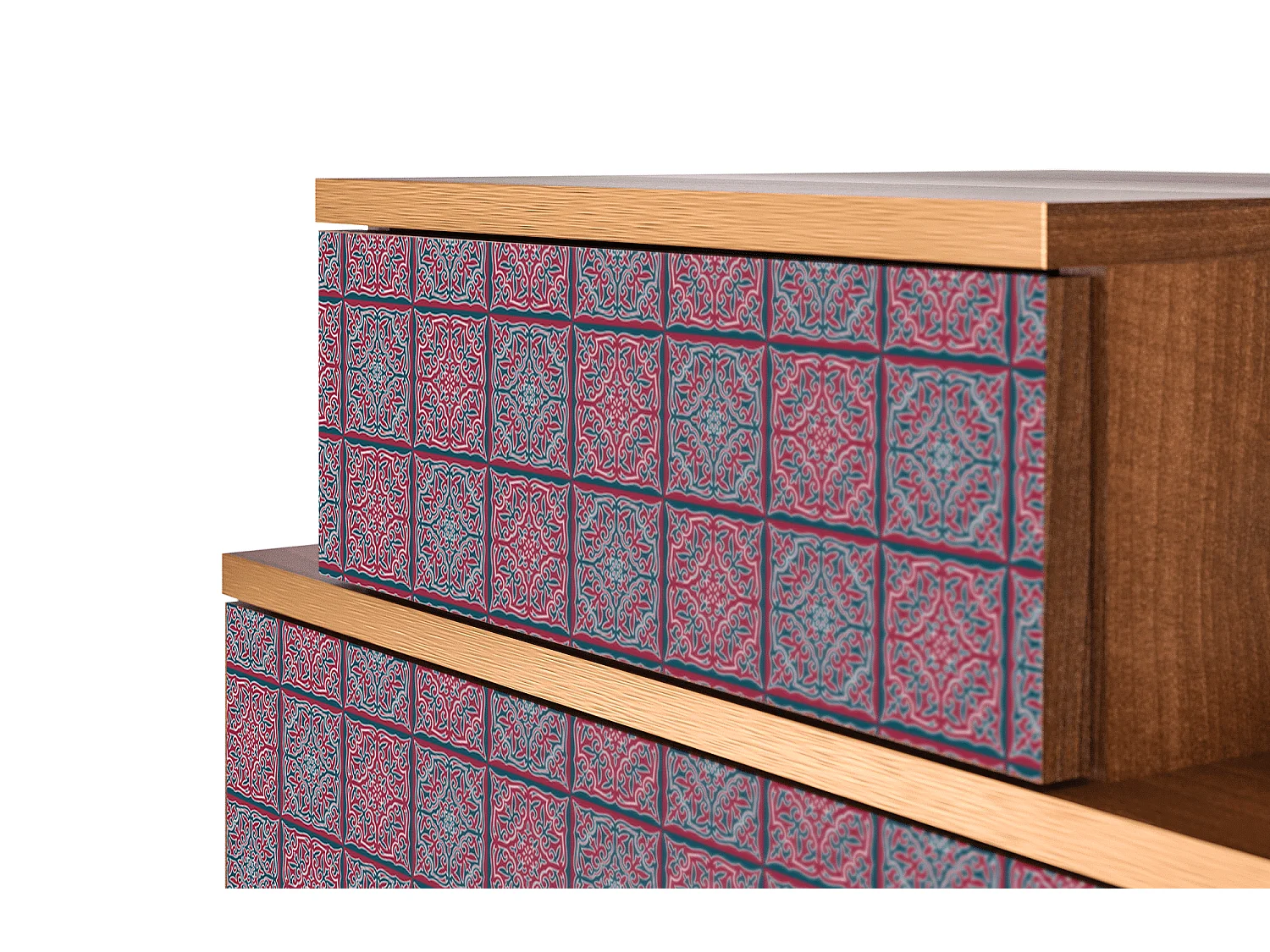 Criado-mudo - 58х58х41 cm - NS1 - Riviera Mosaic, Nogueira