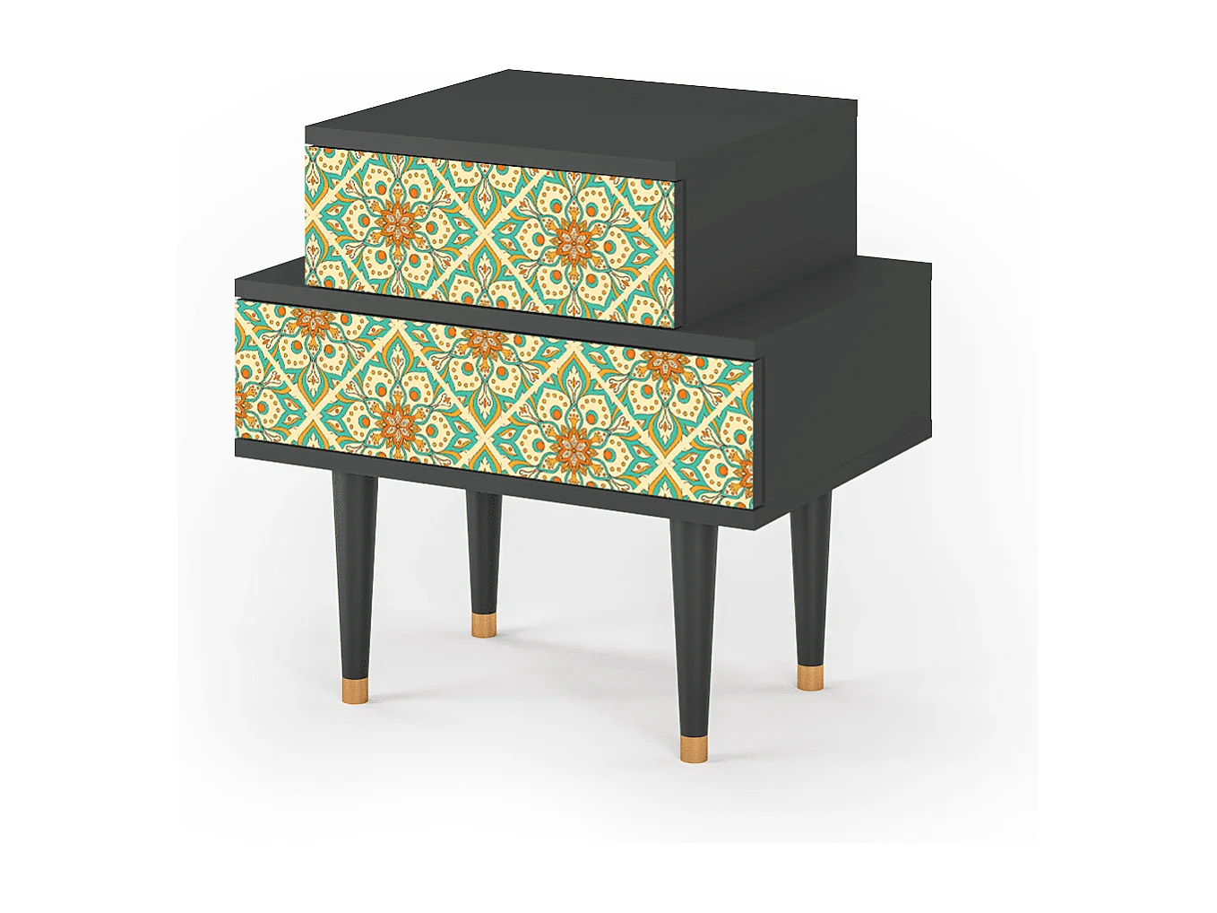 Table de nuit - 58х58х41 cm - NS1 - Hindu Daisy, Anthracite