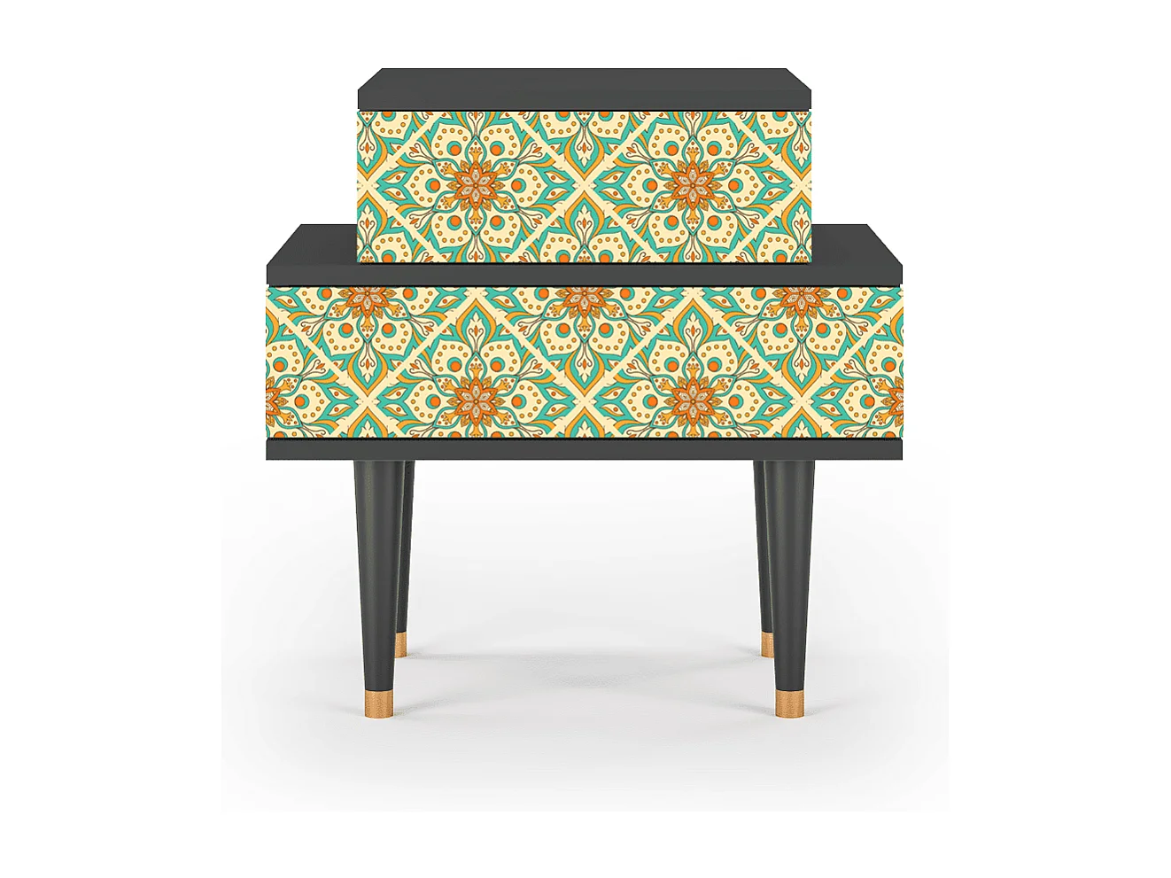 Table de nuit - 58х58х41 cm - NS1 - Hindu Daisy, Anthracite