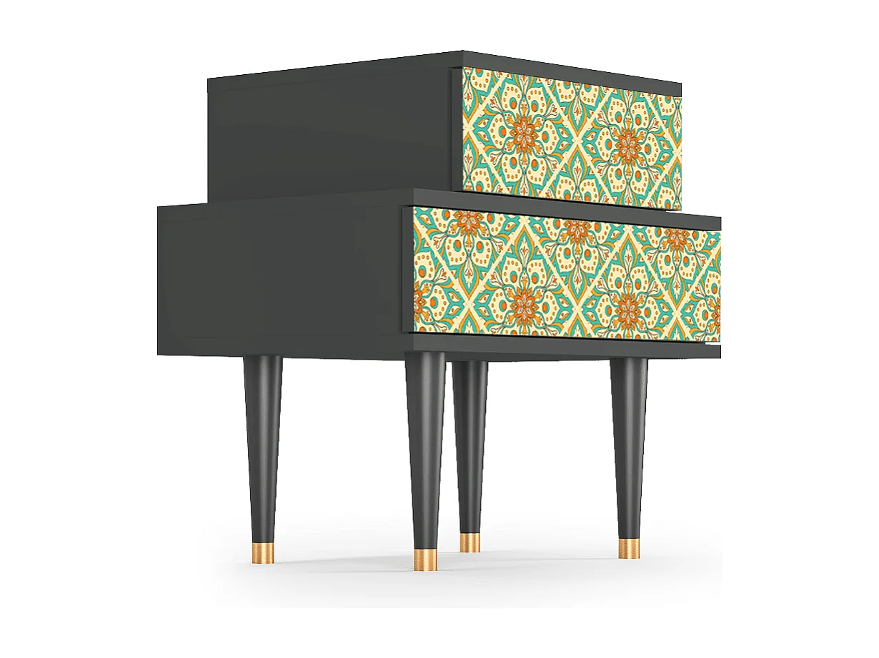 Table de nuit - 58х58х41 cm - NS1 - Hindu Daisy, Anthracite