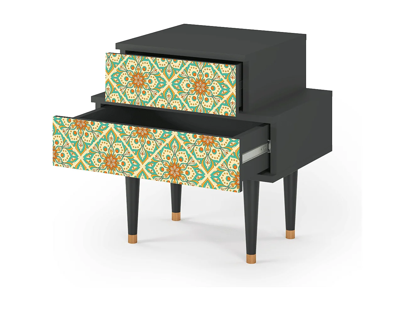 Table de nuit - 58х58х41 cm - NS1 - Hindu Daisy, Anthracite