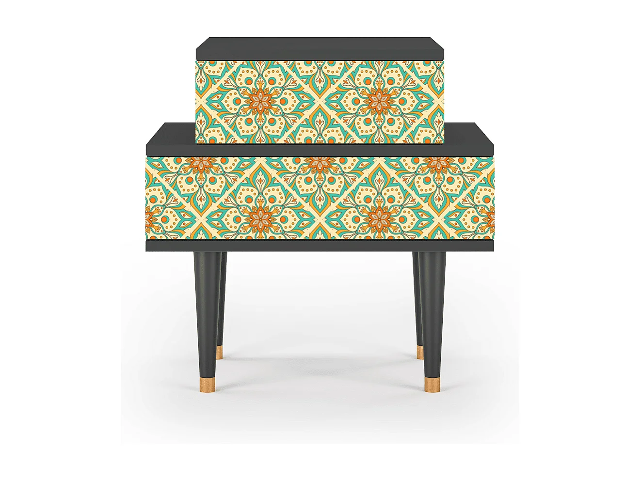 Table de nuit - 58х58х41 cm - NS1 - Hindu Daisy, Anthracite