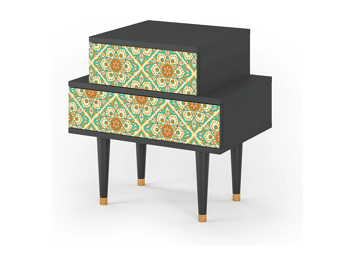 Table de nuit - 58х58х41 cm - NS1 - Hindu Daisy, Anthracite