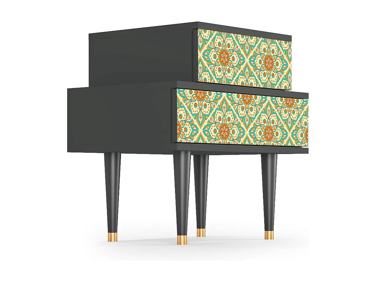 Table de nuit - 58х58х41 cm - NS1 - Hindu Daisy, Anthracite