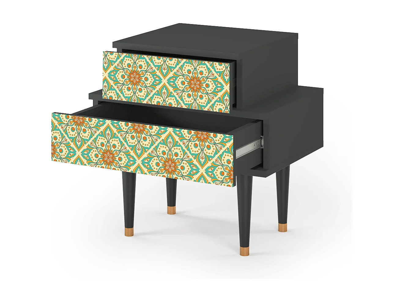 Table de nuit - 58х58х41 cm - NS1 - Hindu Daisy, Anthracite