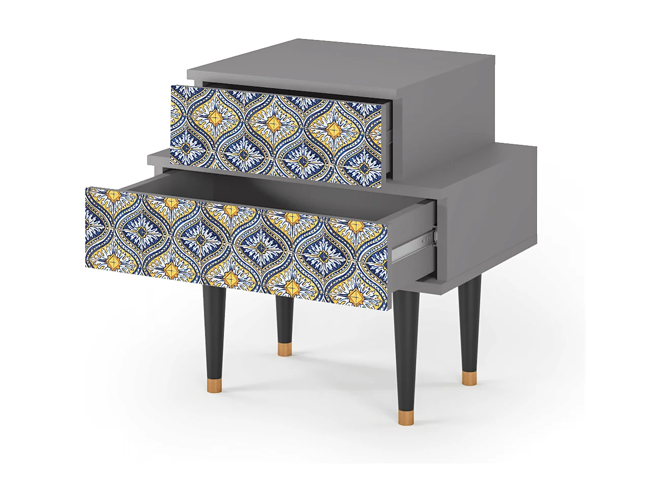 Stolik nocny - 58х58х41 cm - NS1 - Illusory Pattern, Szary