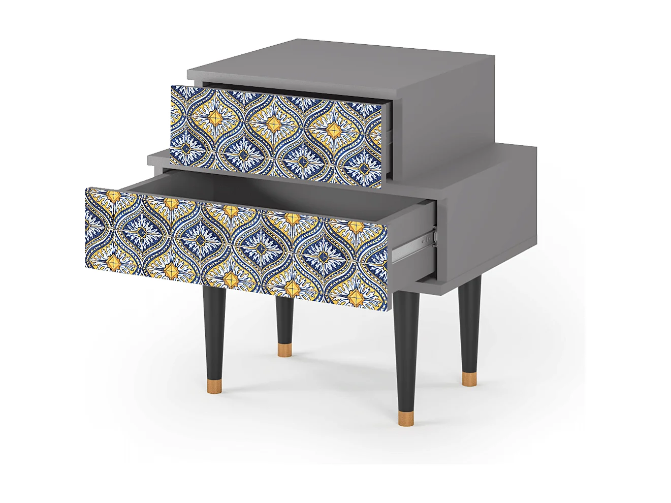 Stolik nocny - 58х58х41 cm - NS1 - Illusory Pattern, Szary