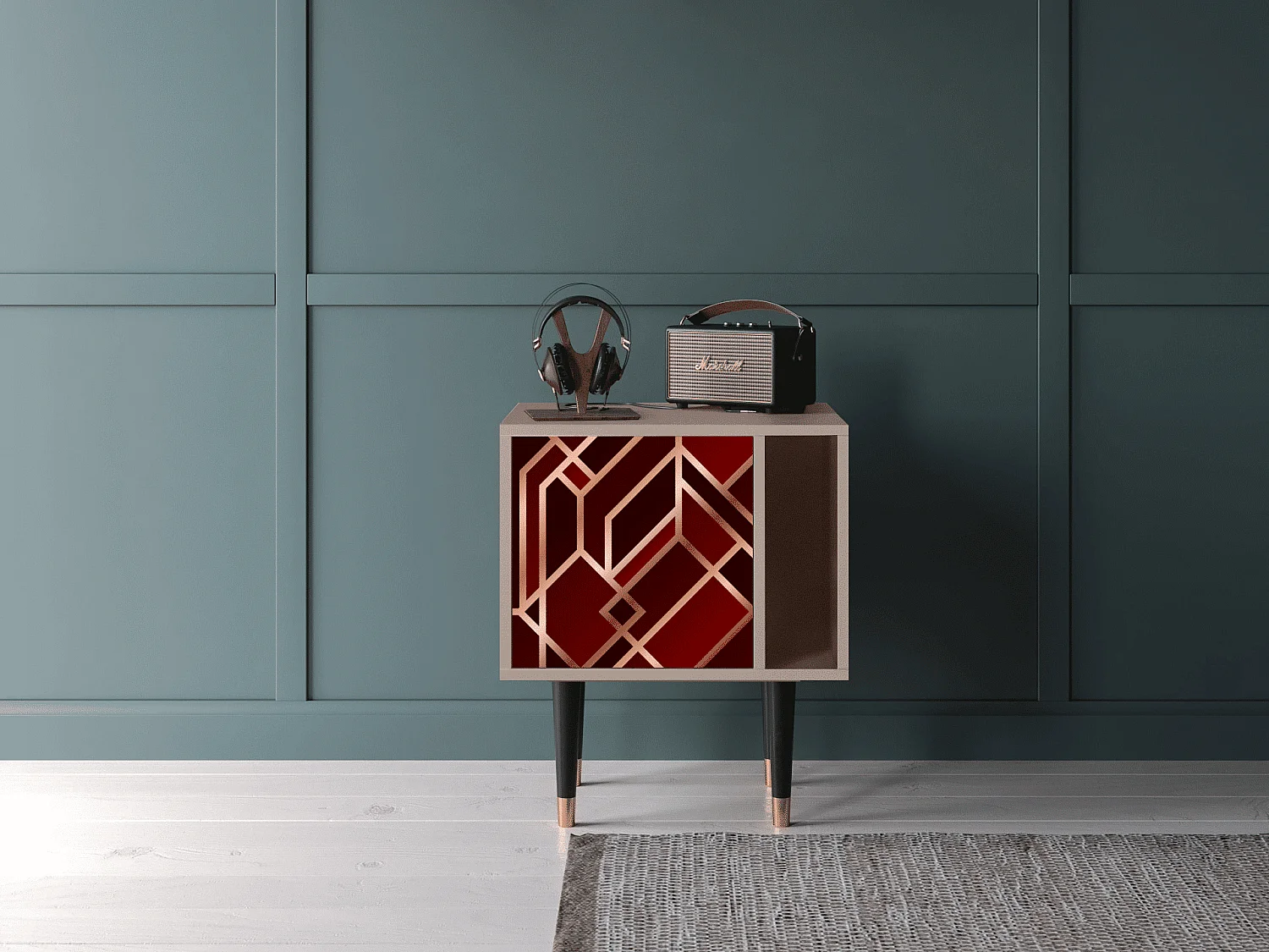 Stolik nocny - 57х69х48 cm - S2 - Velvet 1920's, Latte