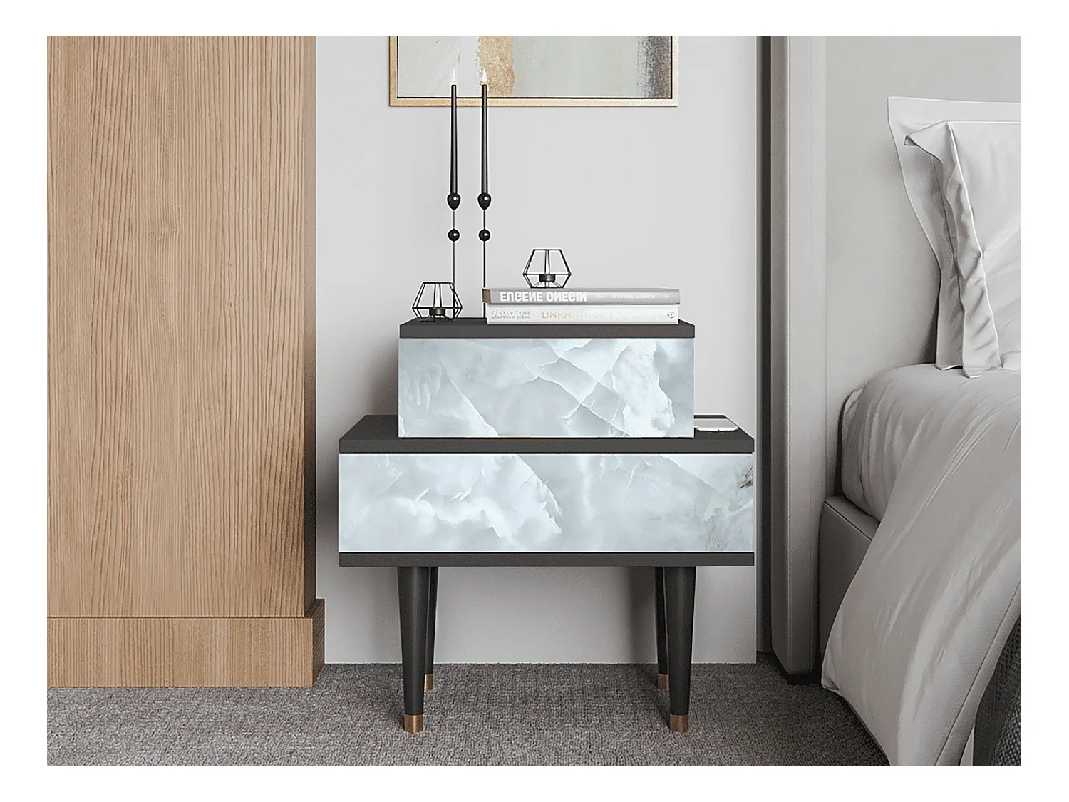 Nachttisch - 58х58х41 cm - NS1 - The Onyx, Anthrazit