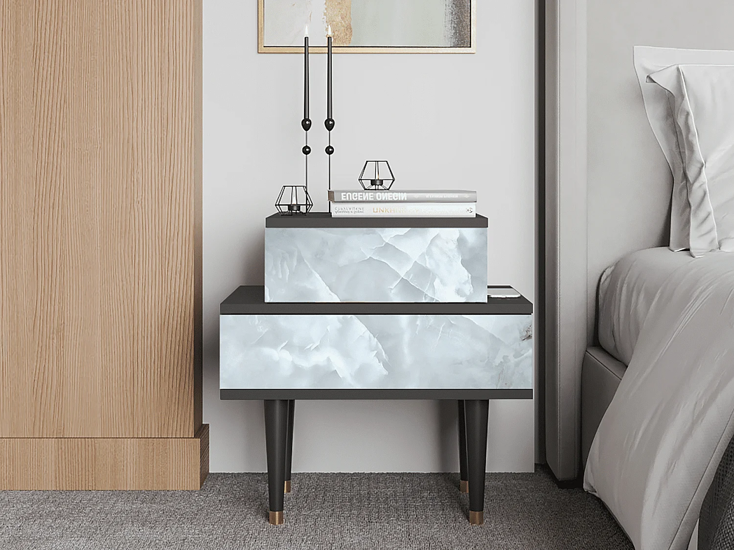 Table de nuit - 58х58х41 cm - NS1 - The Onyx, Anthracite