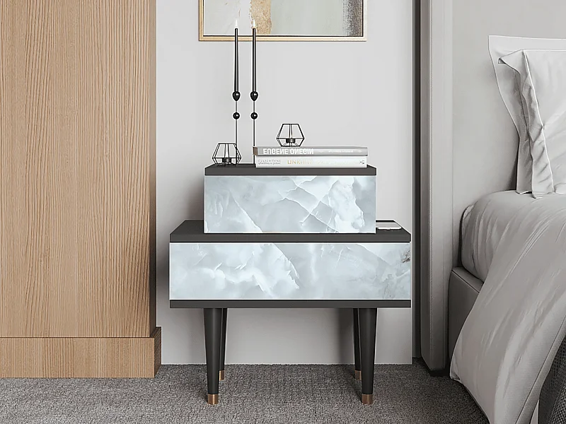 Stolik nocny - 58х58х41 cm - NS1 - The Onyx, Antracyt