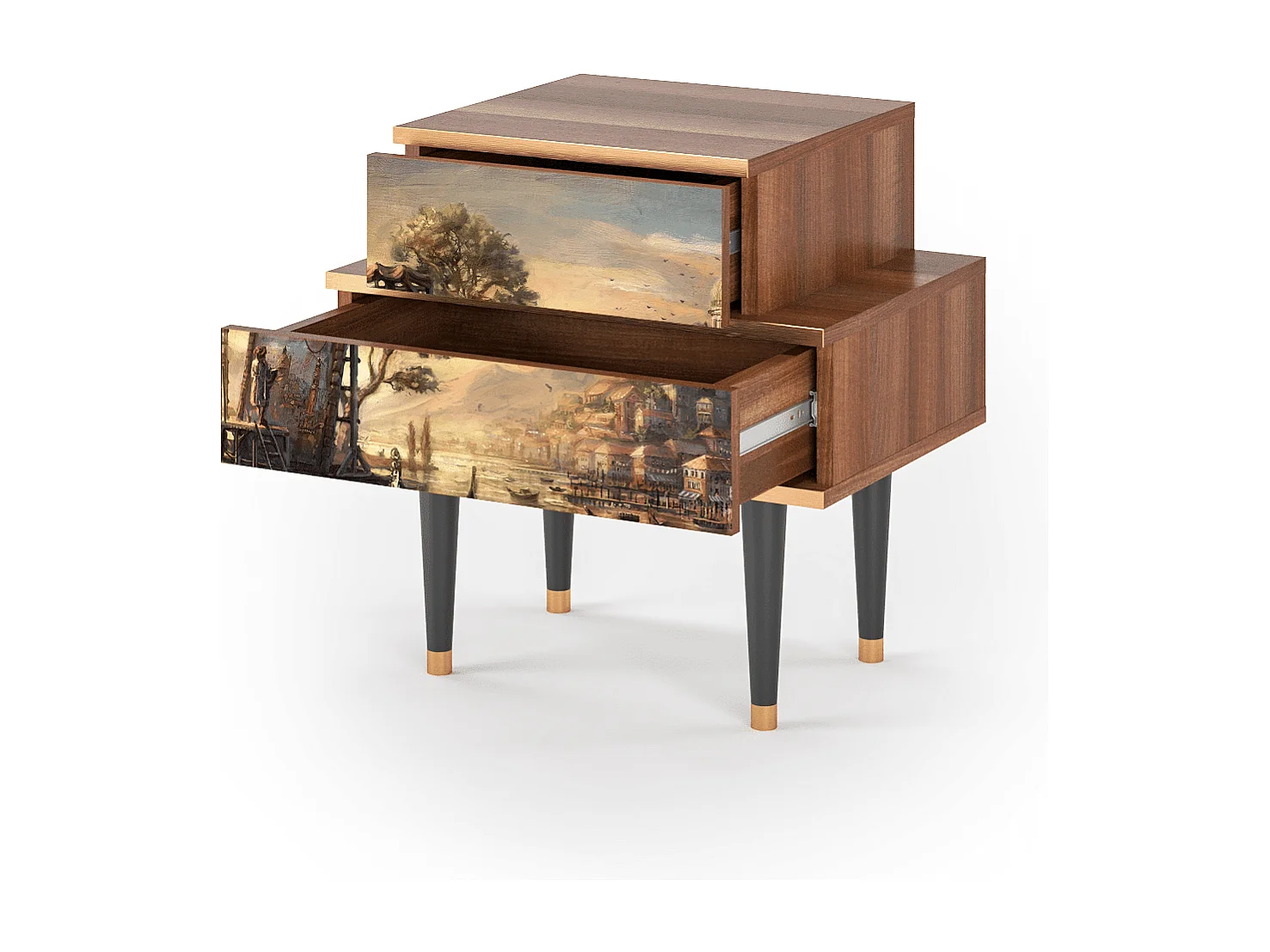 Stolik nocny - 58х58х41 cm - NS1 - Venice, Orzech