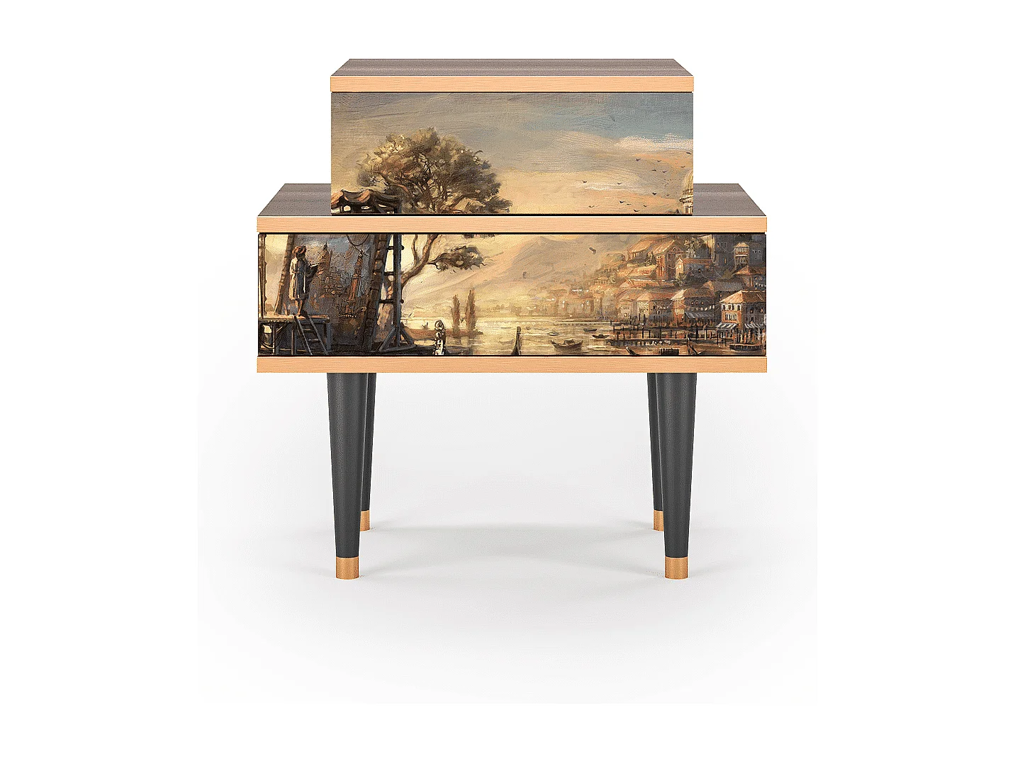 Stolik nocny - 58х58х41 cm - NS1 - Venice, Orzech