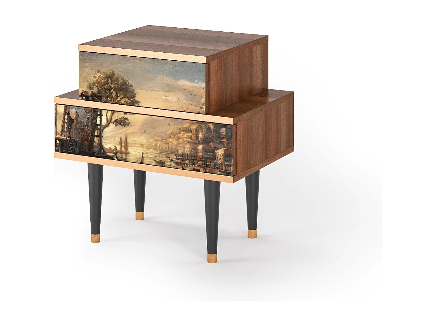 Stolik nocny - 58х58х41 cm - NS1 - Venice, Orzech