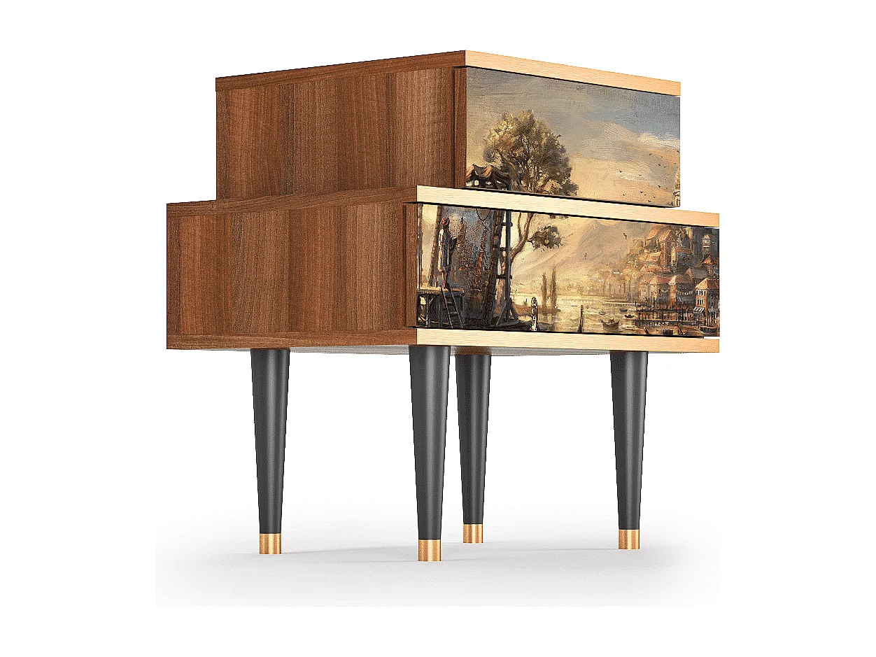 Stolik nocny - 58х58х41 cm - NS1 - Venice, Orzech