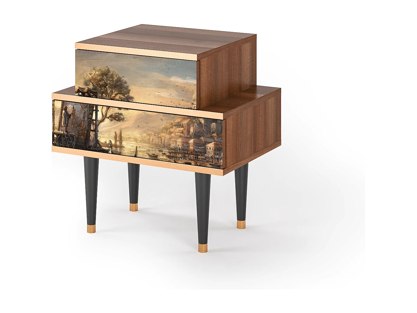 Stolik nocny - 58х58х41 cm - NS1 - Venice, Orzech