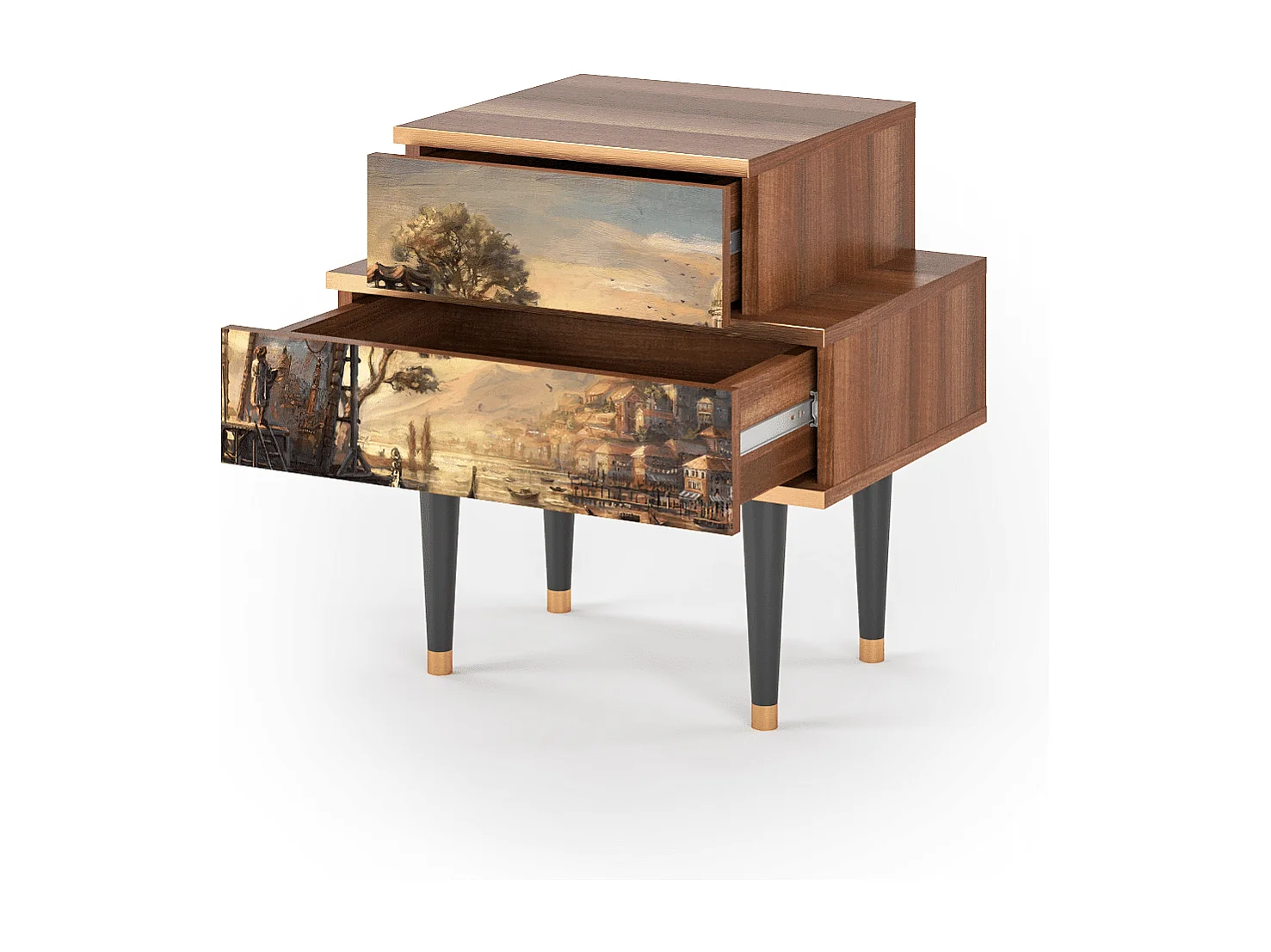 Stolik nocny - 58х58х41 cm - NS1 - Venice, Orzech