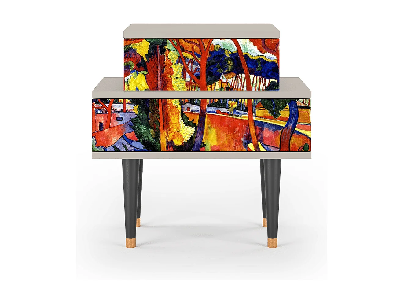 Stolik nocny - 58х58х41 cm - NS1 - The Turning Road, Piaskowy