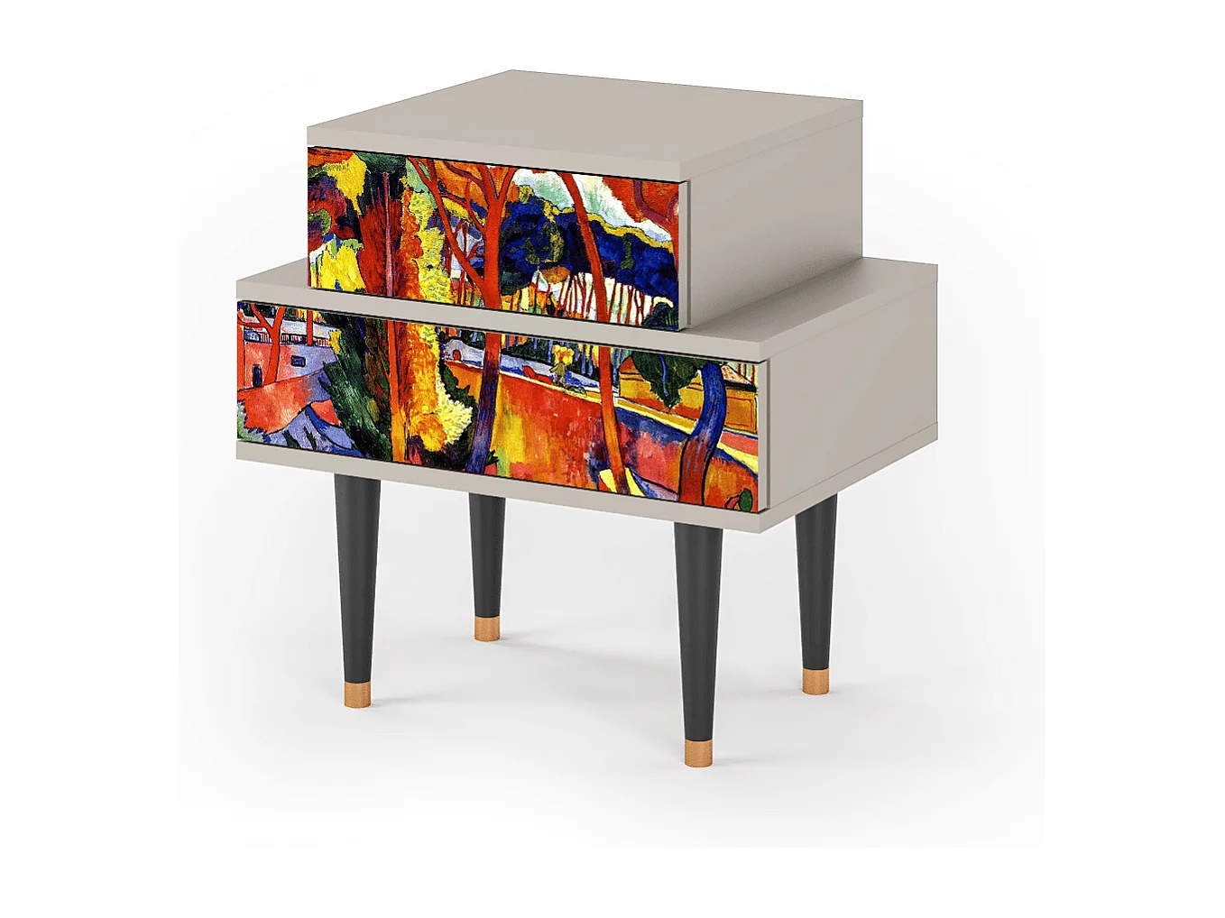 Stolik nocny - 58х58х41 cm - NS1 - The Turning Road, Piaskowy