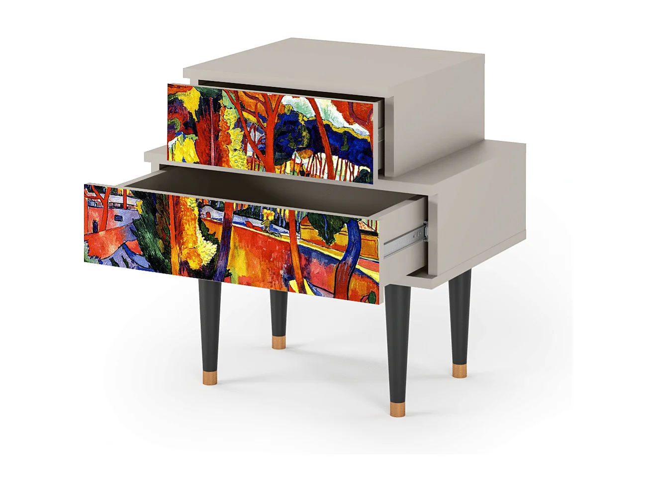 Stolik nocny - 58х58х41 cm - NS1 - The Turning Road, Piaskowy