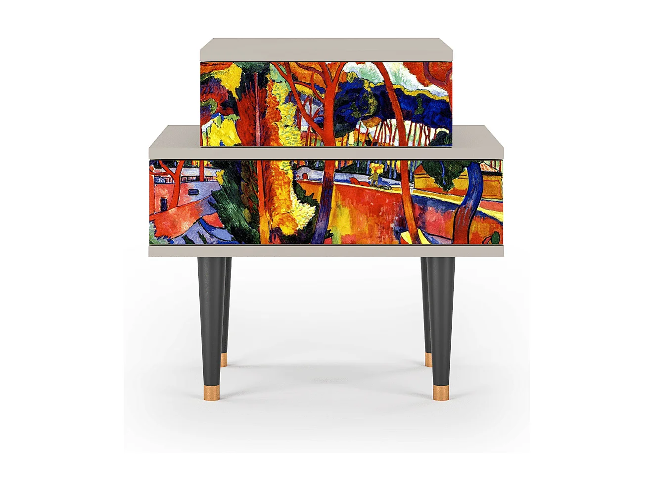 Stolik nocny - 58х58х41 cm - NS1 - The Turning Road, Piaskowy