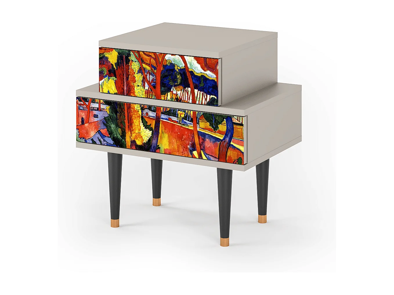 Stolik nocny - 58х58х41 cm - NS1 - The Turning Road, Piaskowy