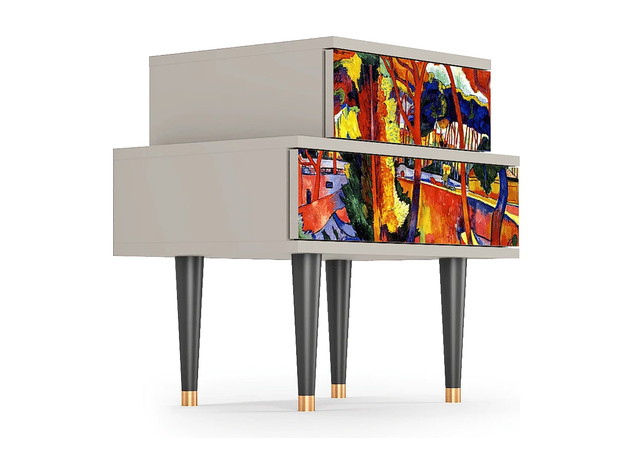 Stolik nocny - 58х58х41 cm - NS1 - The Turning Road, Piaskowy