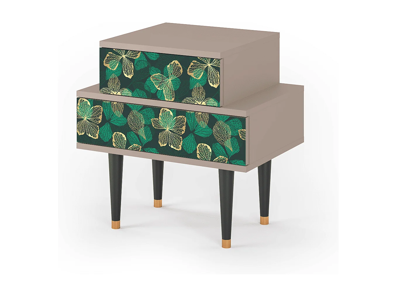 Stolik nocny - 58х58х41 cm - NS1 - Green Flower, Latte