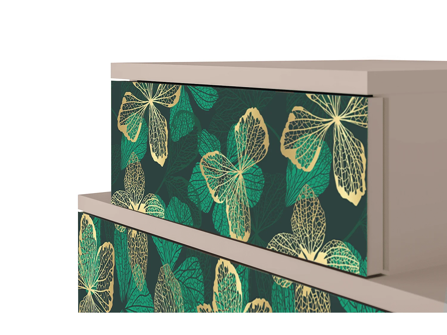 Stolik nocny - 58х58х41 cm - NS1 - Green Flower, Latte