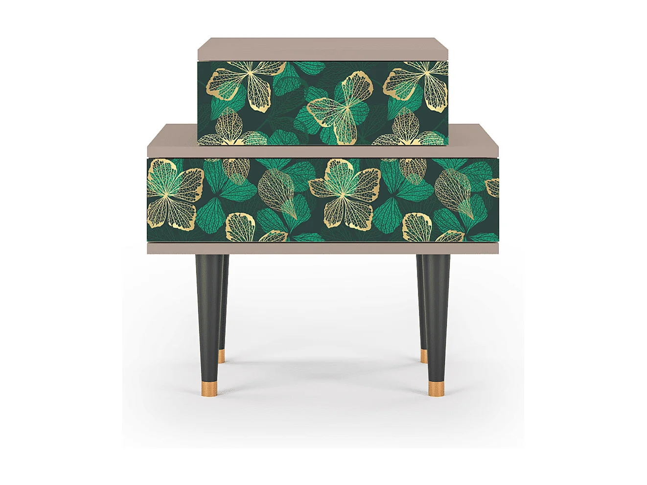 Table de nuit - 58х58х41 cm - NS1 - Green Flower, Latte