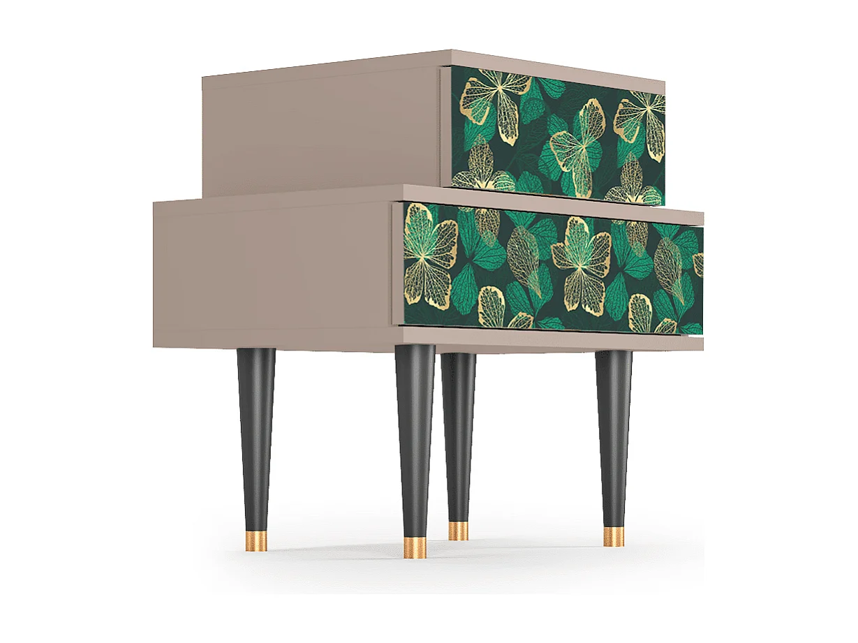 Stolik nocny - 58х58х41 cm - NS1 - Green Flower, Latte