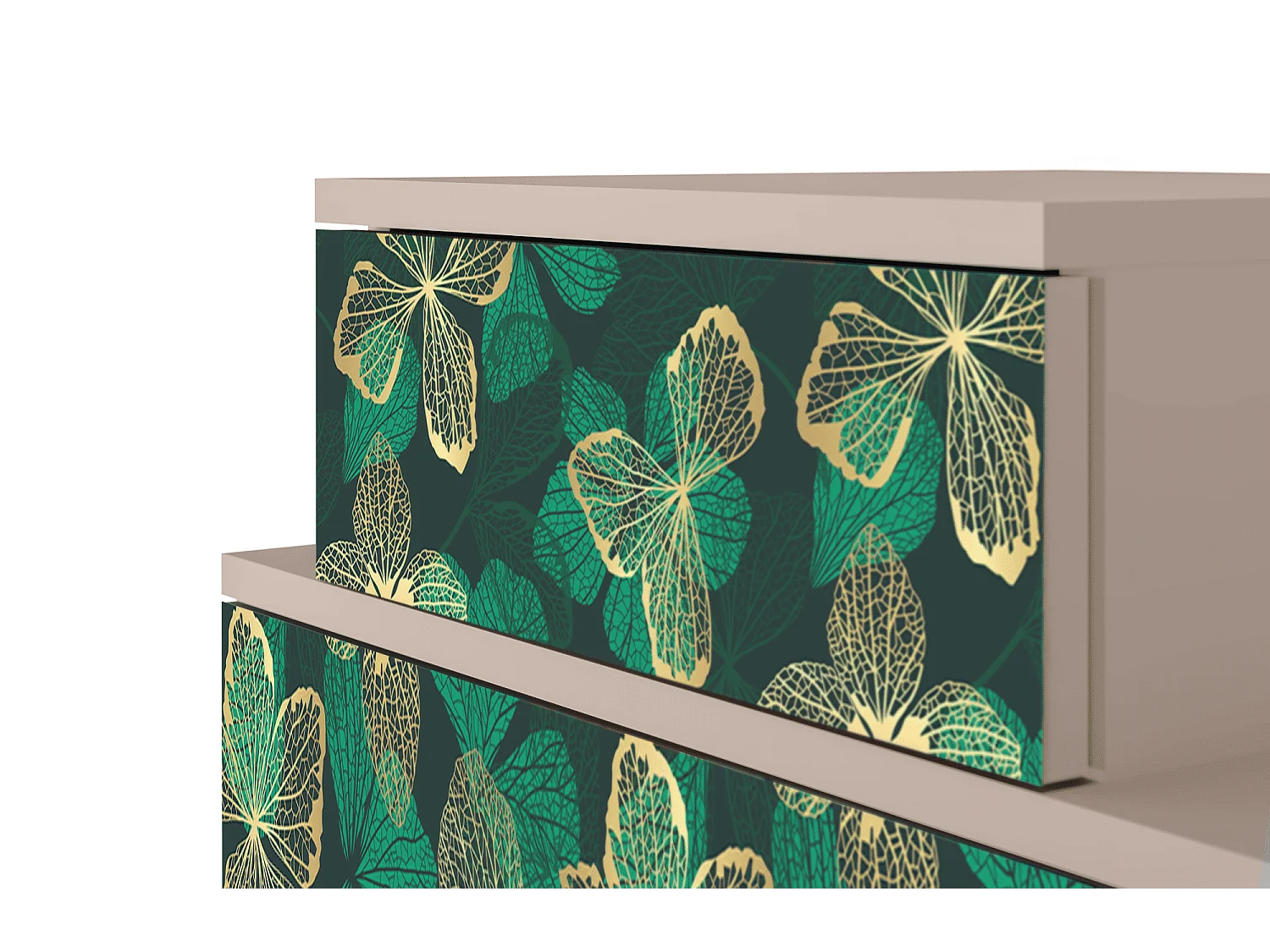 Stolik nocny - 58х58х41 cm - NS1 - Green Flower, Latte