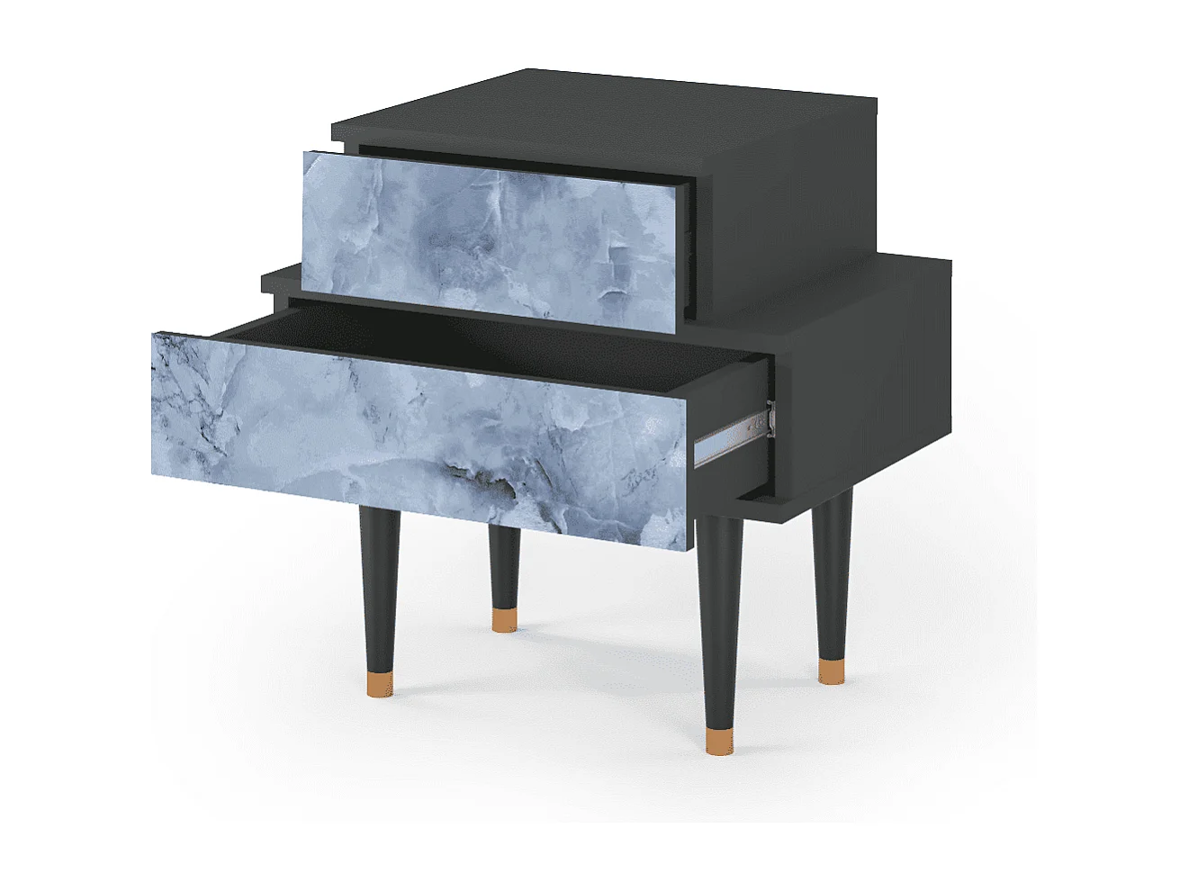 Table de nuit - 58х58х41 cm - NS1 - Feather Ice, Anthracite