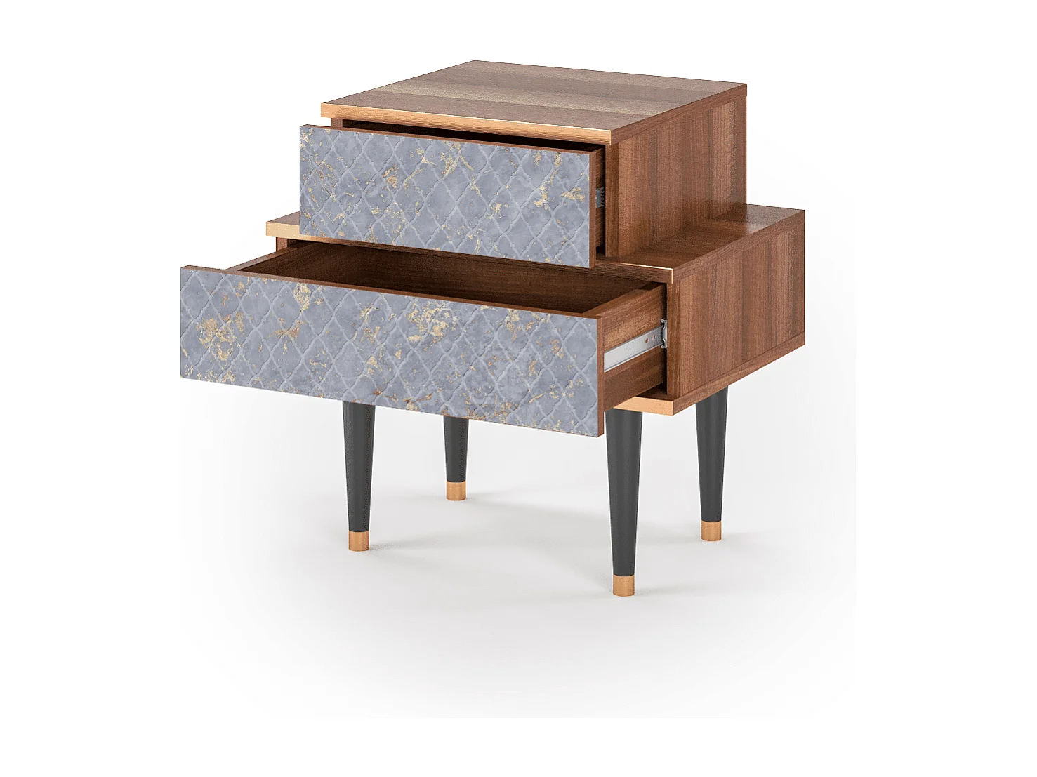 Table de nuit - 58х58х41 cm - NS1 - Golden Smoke, Noyer