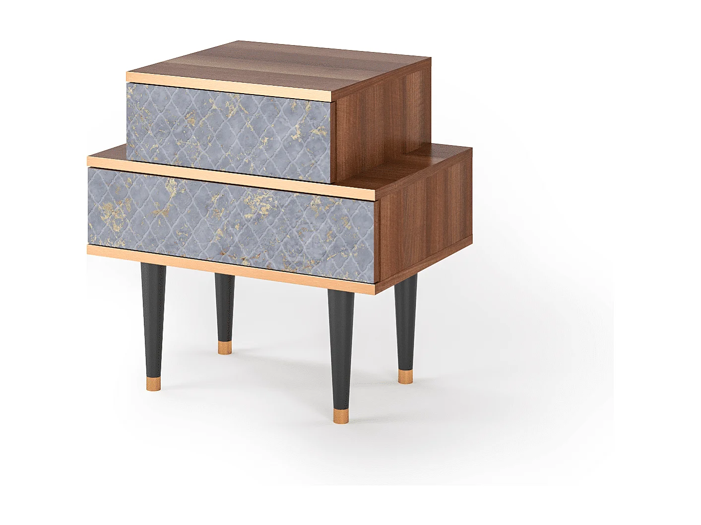 Table de nuit - 58х58х41 cm - NS1 - Golden Smoke, Noyer