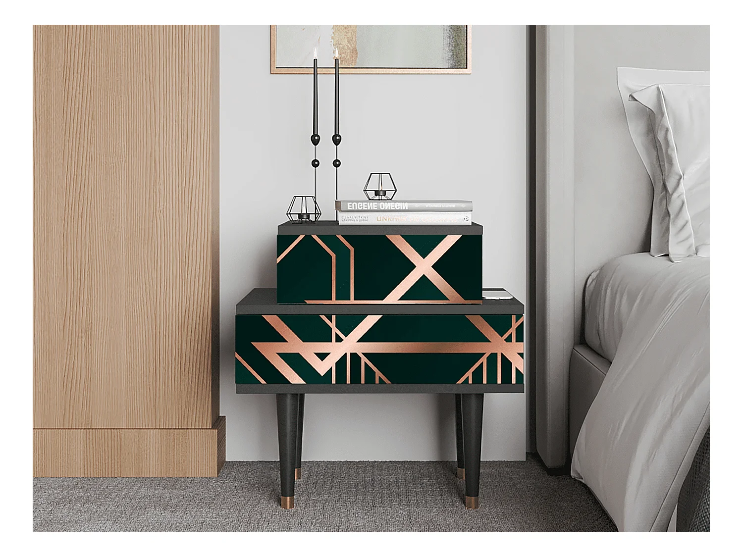 Nachttisch - 58х58х41 cm - NS1 - Emerald Gatsby, Anthrazit