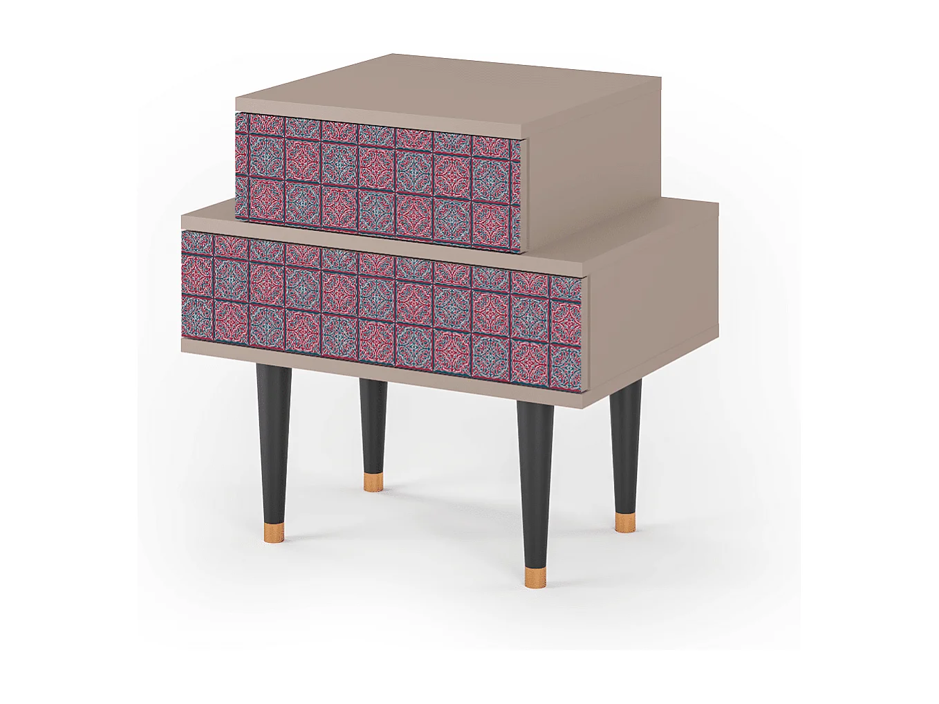 Table de nuit - 58х58х41 cm - NS1 - Riviera Mosaic, Latte