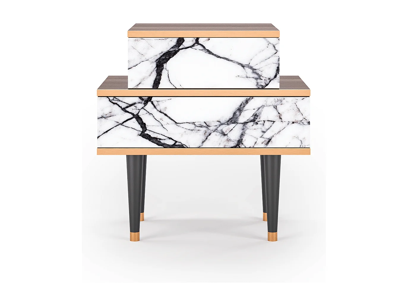 Table de nuit - 58х58х41 cm - NS1 - Raven Marble, Noyer