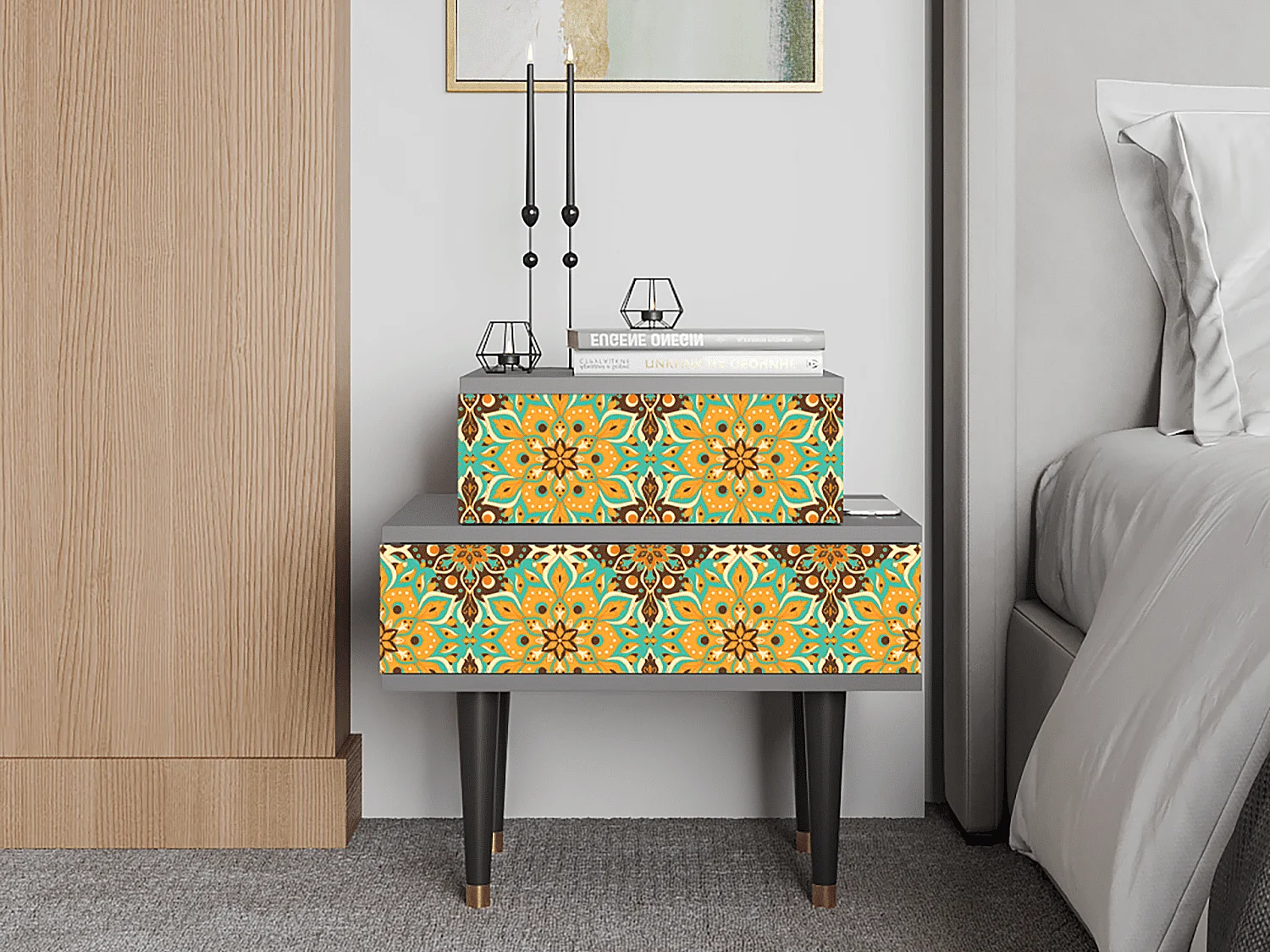 Table de nuit - 58х58х41 cm - NS1 - Indian Spices, Gris