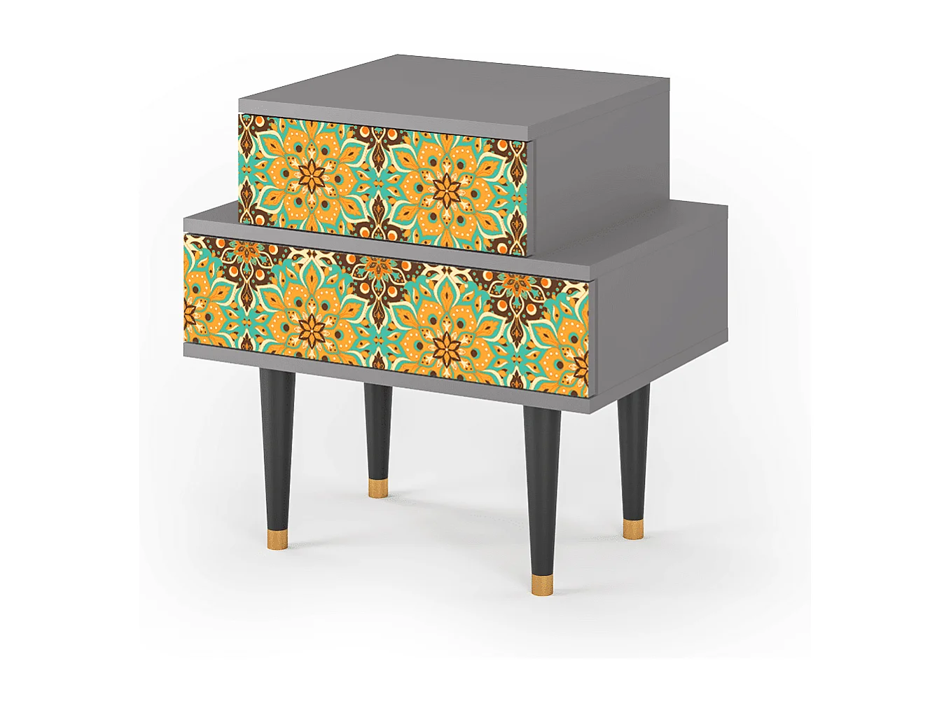 Mesita de noche - 58х58х41 cm - NS1 - Indian Spices, Gris