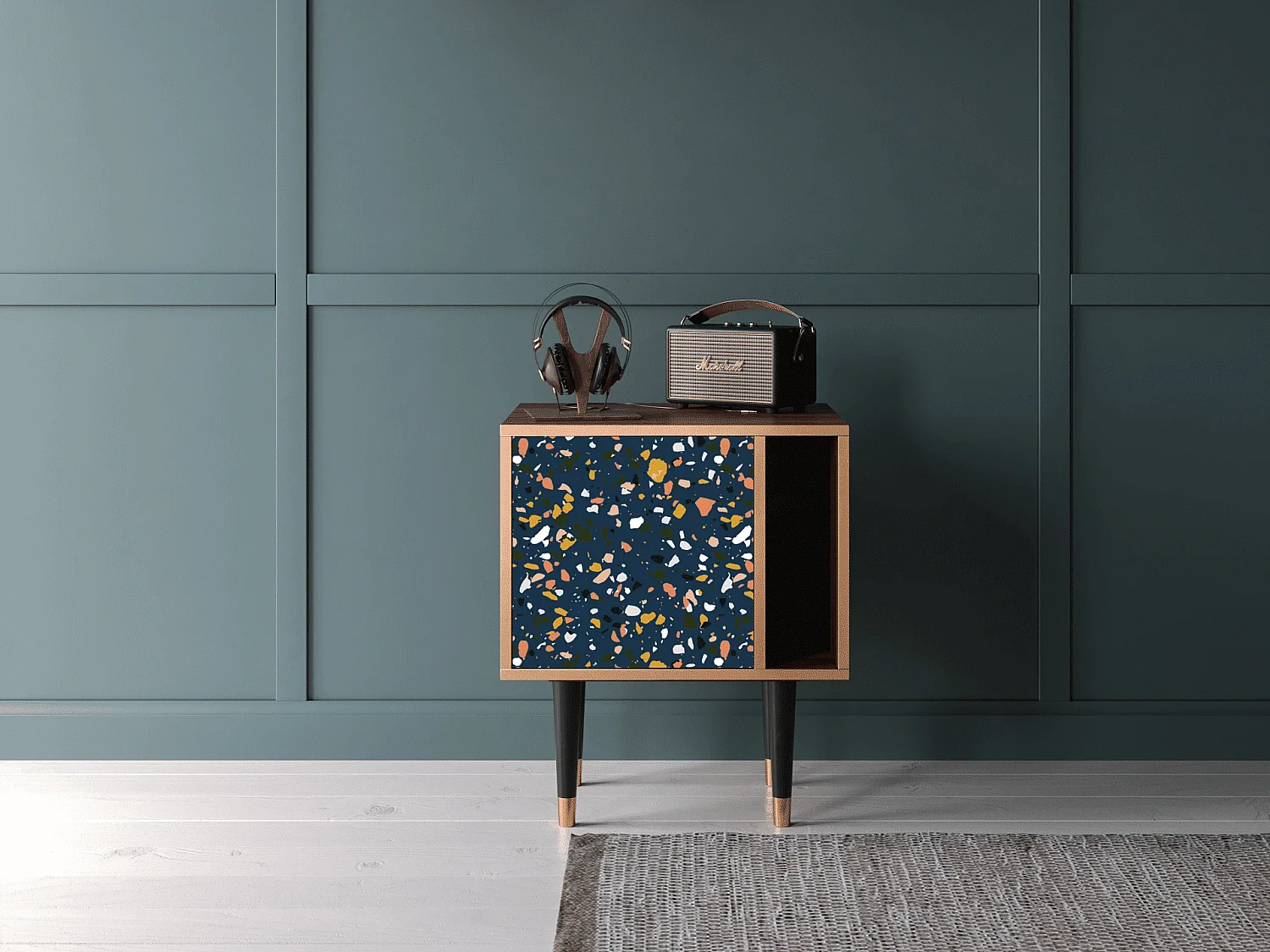 Comodino - 57х69х48 cm - S2 - Night Sky Langhterns, Noce