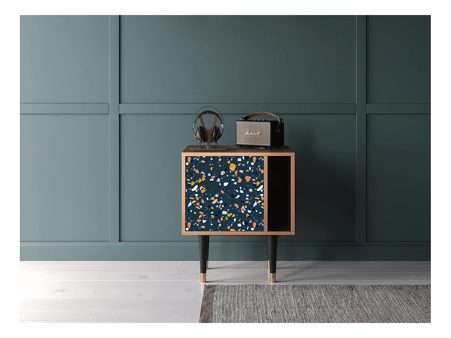 Table de nuit - 57х69х48 cm - S2 - Night Sky Langhterns, Noyer