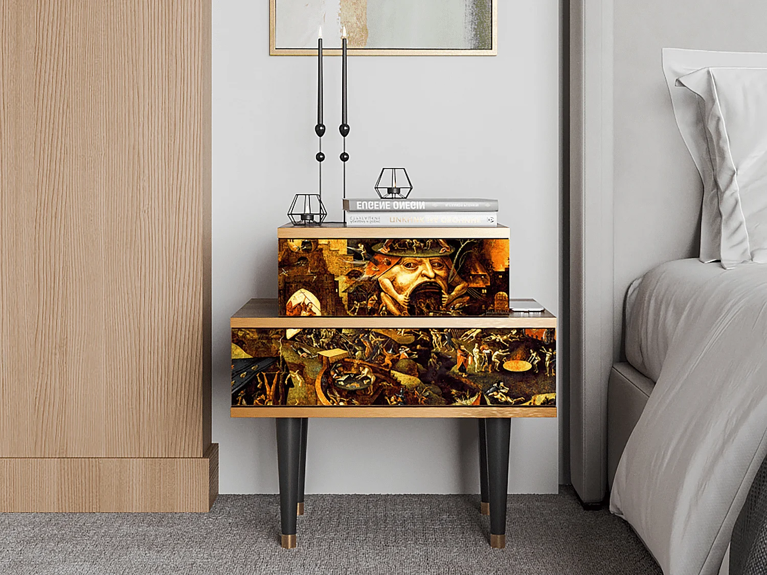 Table de nuit - 58х58х41 cm - NS1 - Christ in Limbo, Noyer