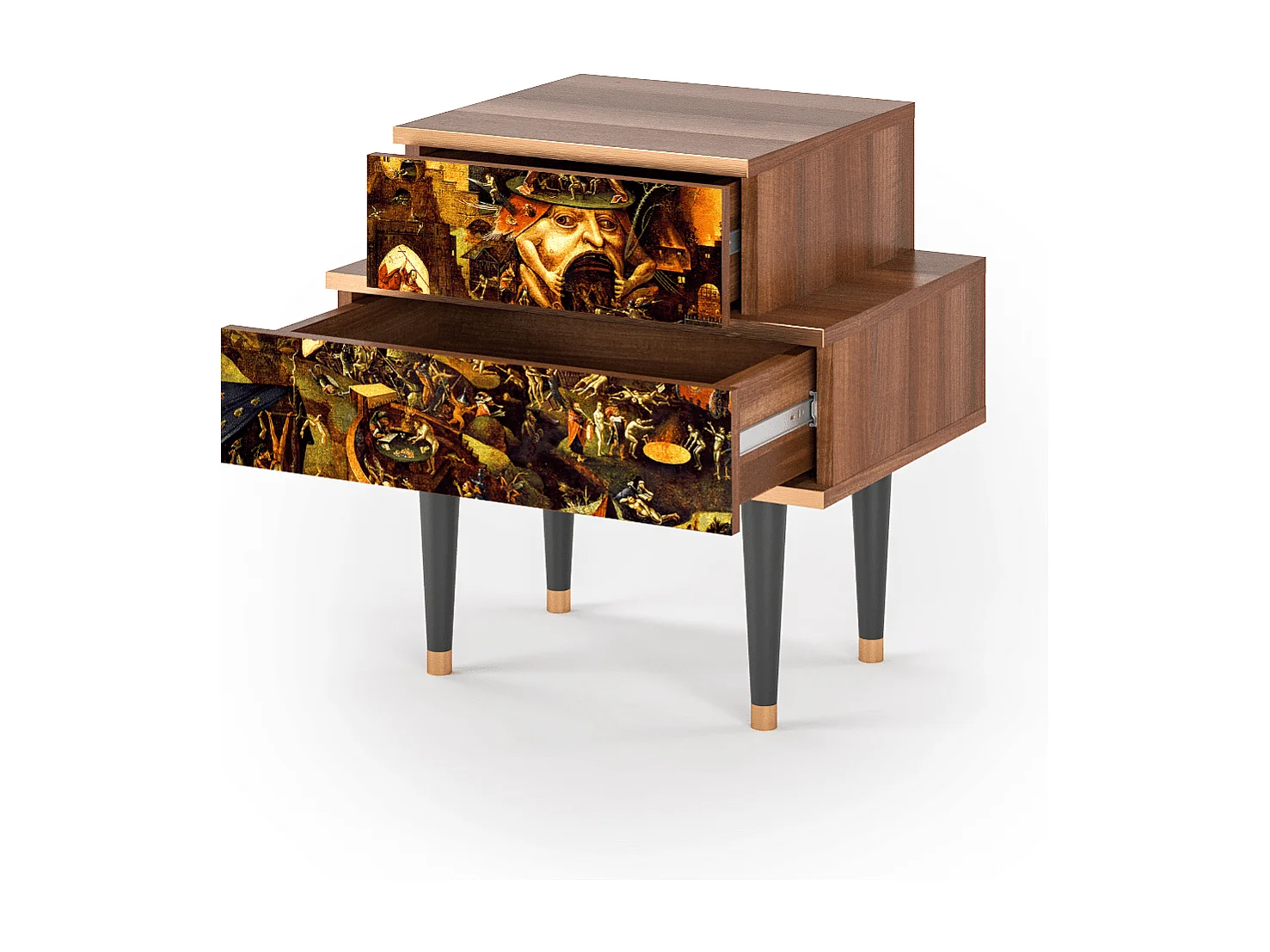 Stolik nocny - 58х58х41 cm - NS1 - Christ in Limbo, Orzech