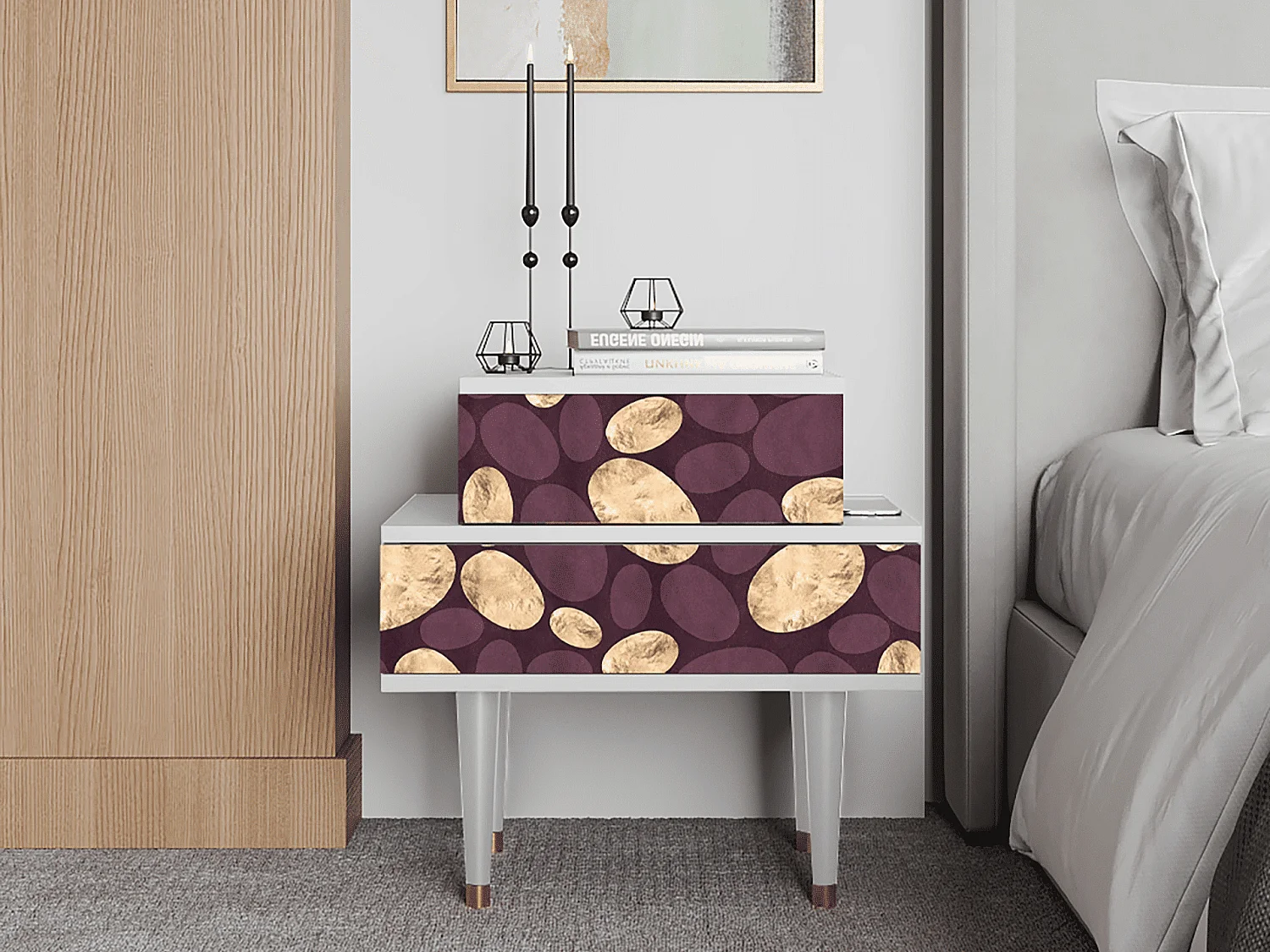 Nachttisch - 58х58х41 cm - NS1 - Fine Wine, Weiß