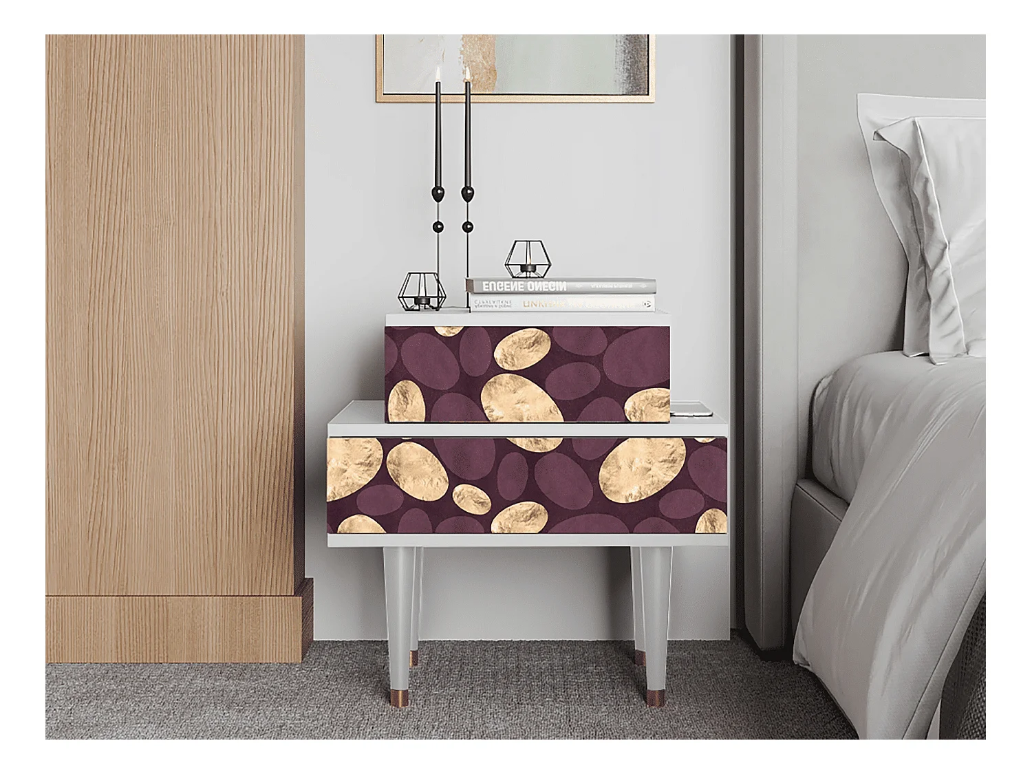 Table de nuit - 58х58х41 cm - NS1 - Fine Wine, Blanc