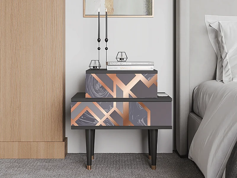 Stolik nocny - 58х58х41 cm - NS1 - Taupe Anatomy, Antracyt