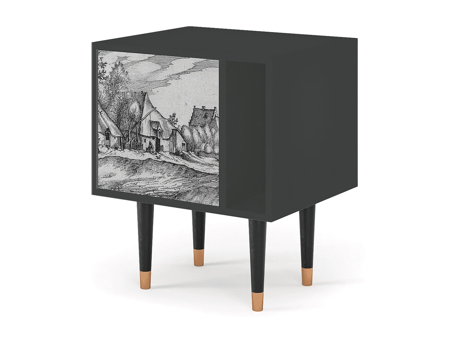Stolik nocny - 57х69х48 cm - S2 - Farms in a Village, Antracyt