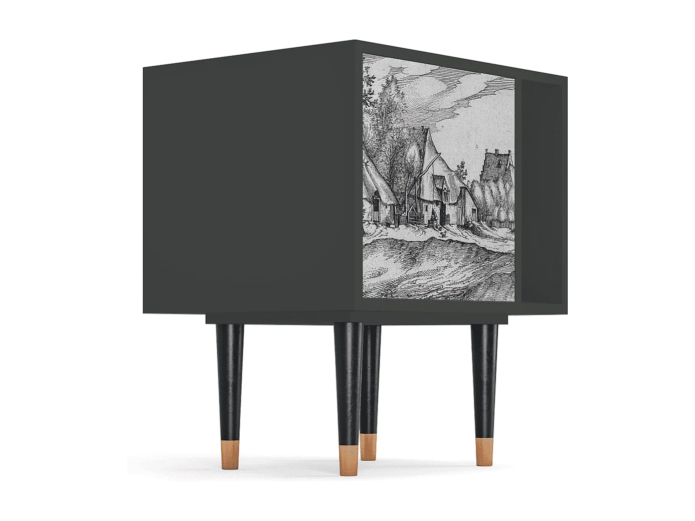 Stolik nocny - 57х69х48 cm - S2 - Farms in a Village, Antracyt