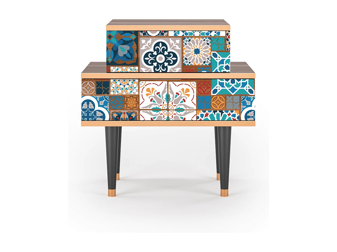 Criado-mudo - 58х58х41 cm - NS1 - Moroccan Market, Nogueira